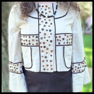 Matka Silk NWT, Projekt5 Cream Cropped Jacket Made from Matka Silk NWT, Size 8